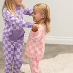 Purple Haze Checker Crew Neck Pocket Jogger Set