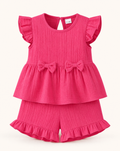 Baby  Pink Ruffle Bow Top & Shorts Set