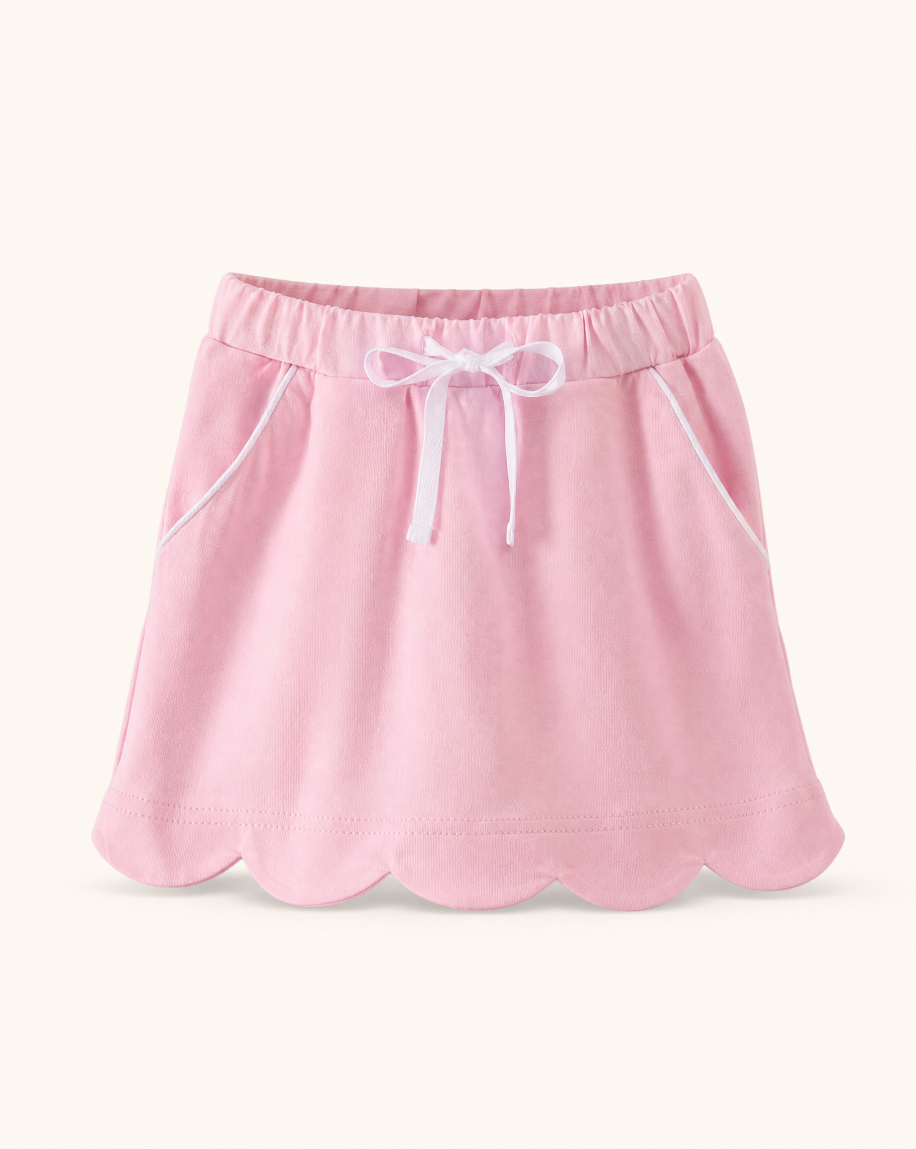 Scallop Hem Bow Skort - Pink