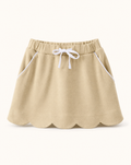 Scallop Hem Bow Skort - Khaki