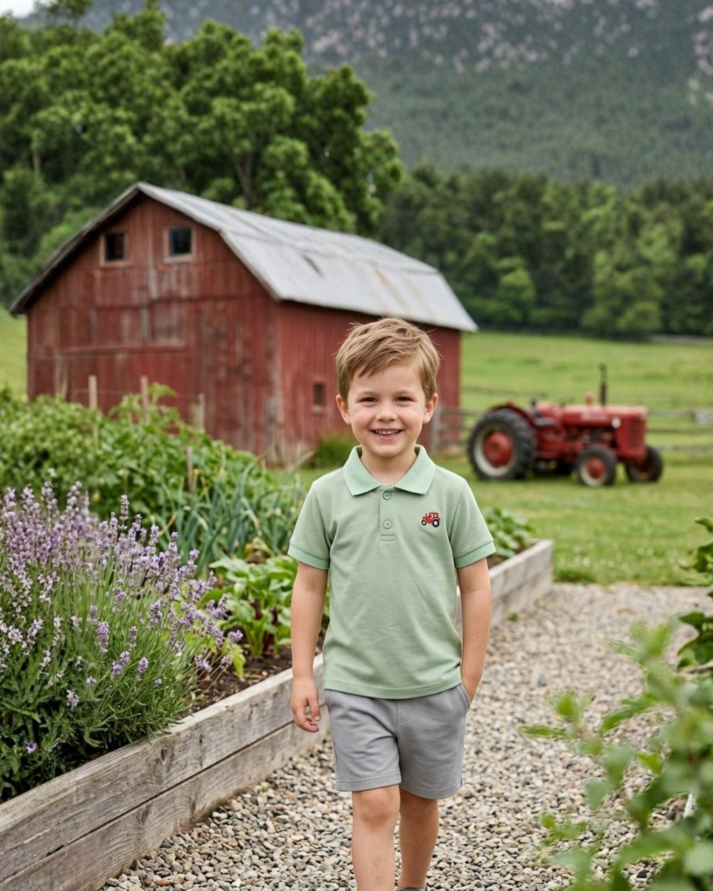 Green Tractor Golf Polo Shirt