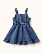 Baby Ruffled Hem Denim Overall Dress