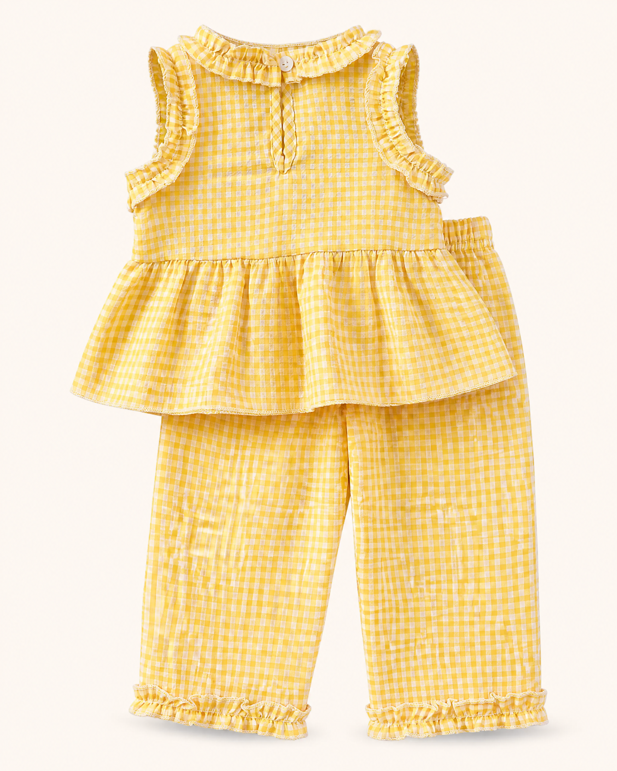 Baby Gingham Ruffle Sleeveless Top & Pants Set