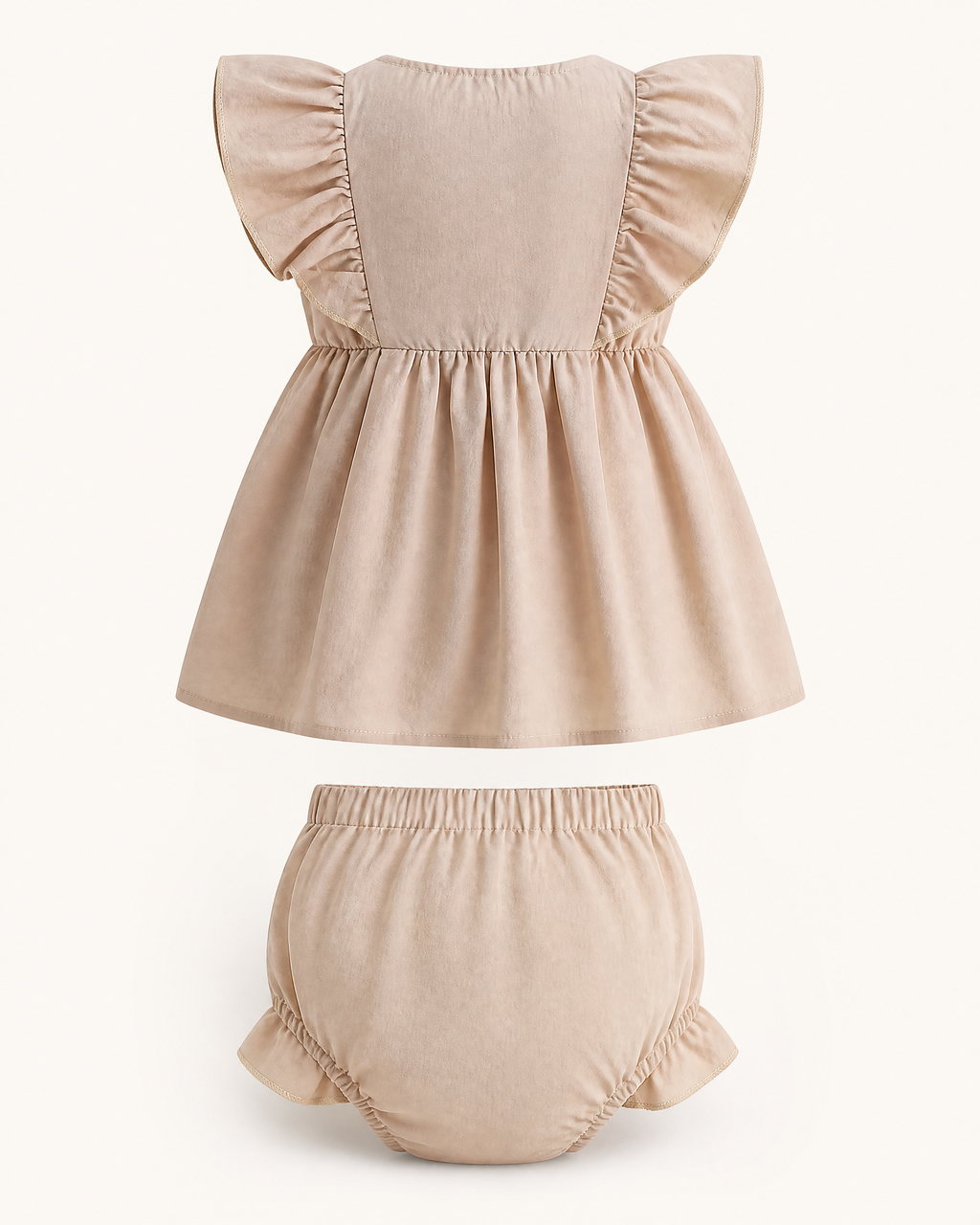 Baby Ruffle Trim Button Front Top and Shorts Set