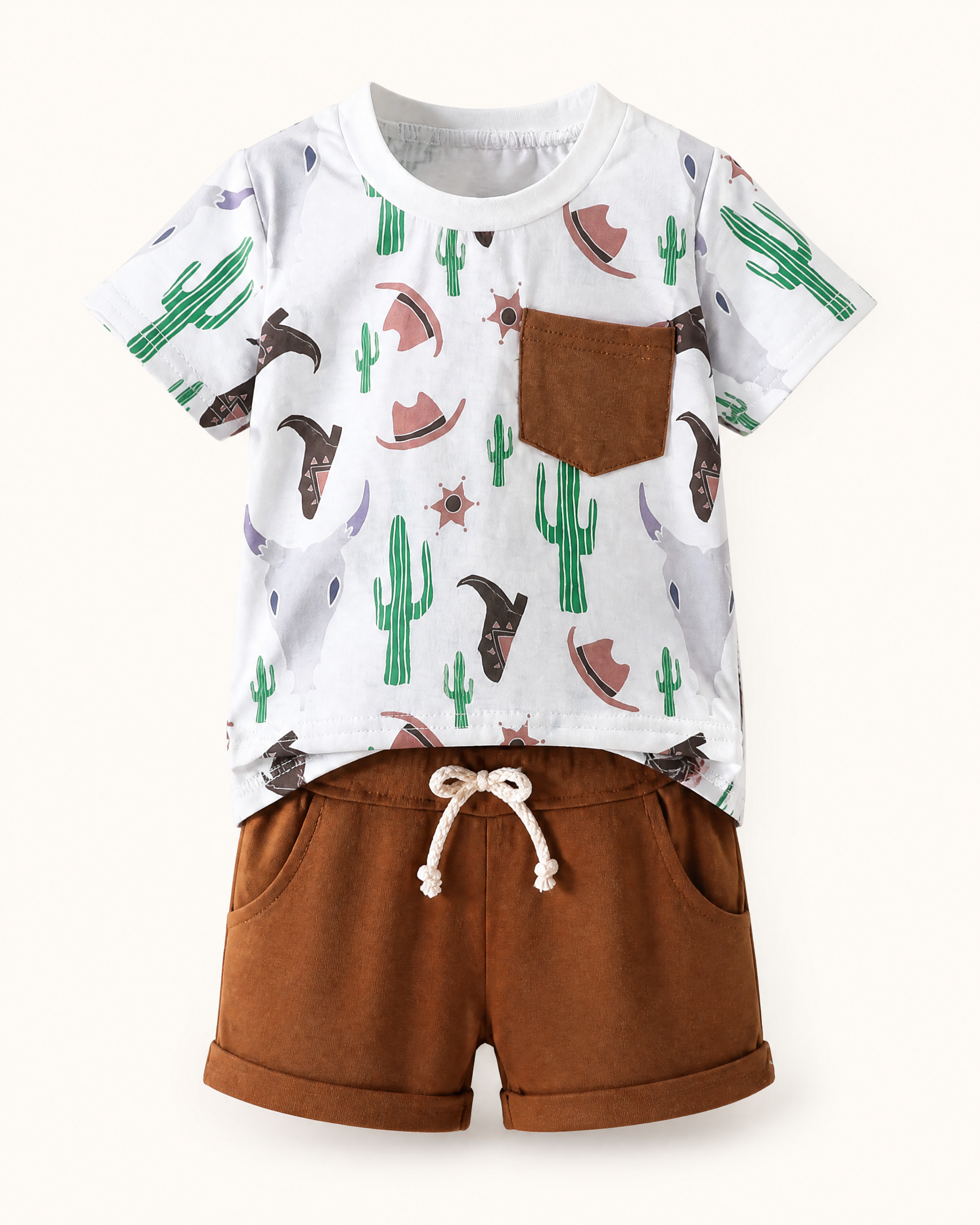Baby Western Cactus Print Tee and Shorts Set