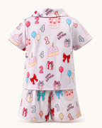 Baby  Birthday Cake Print Shirt and Shorts Pajama Set