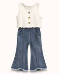 Baby Ribbed Tank Top and Flare Jeans Set