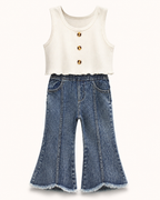 Baby Ribbed Tank Top and Flare Jeans Set