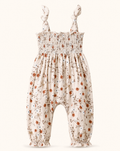 Baby Floral Smocked Jumpsuit with Tie Straps