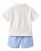 Baby Patriotic American Flag Polo & Striped Shorts Set