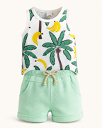 Baby Tropical Palm Print Tank Top and Shorts Set
