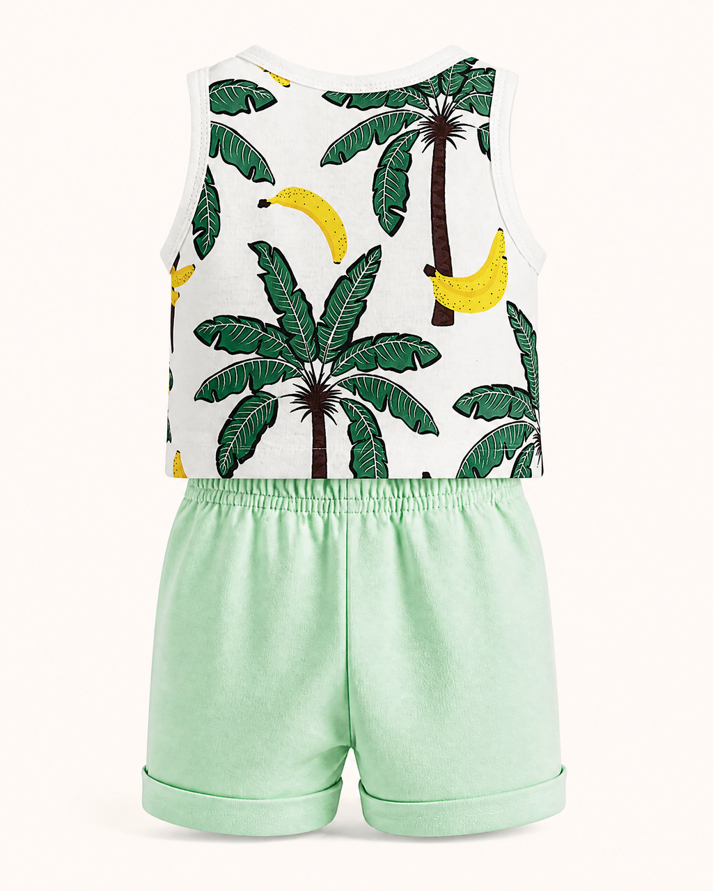Baby Tropical Palm Print Tank Top and Shorts Set