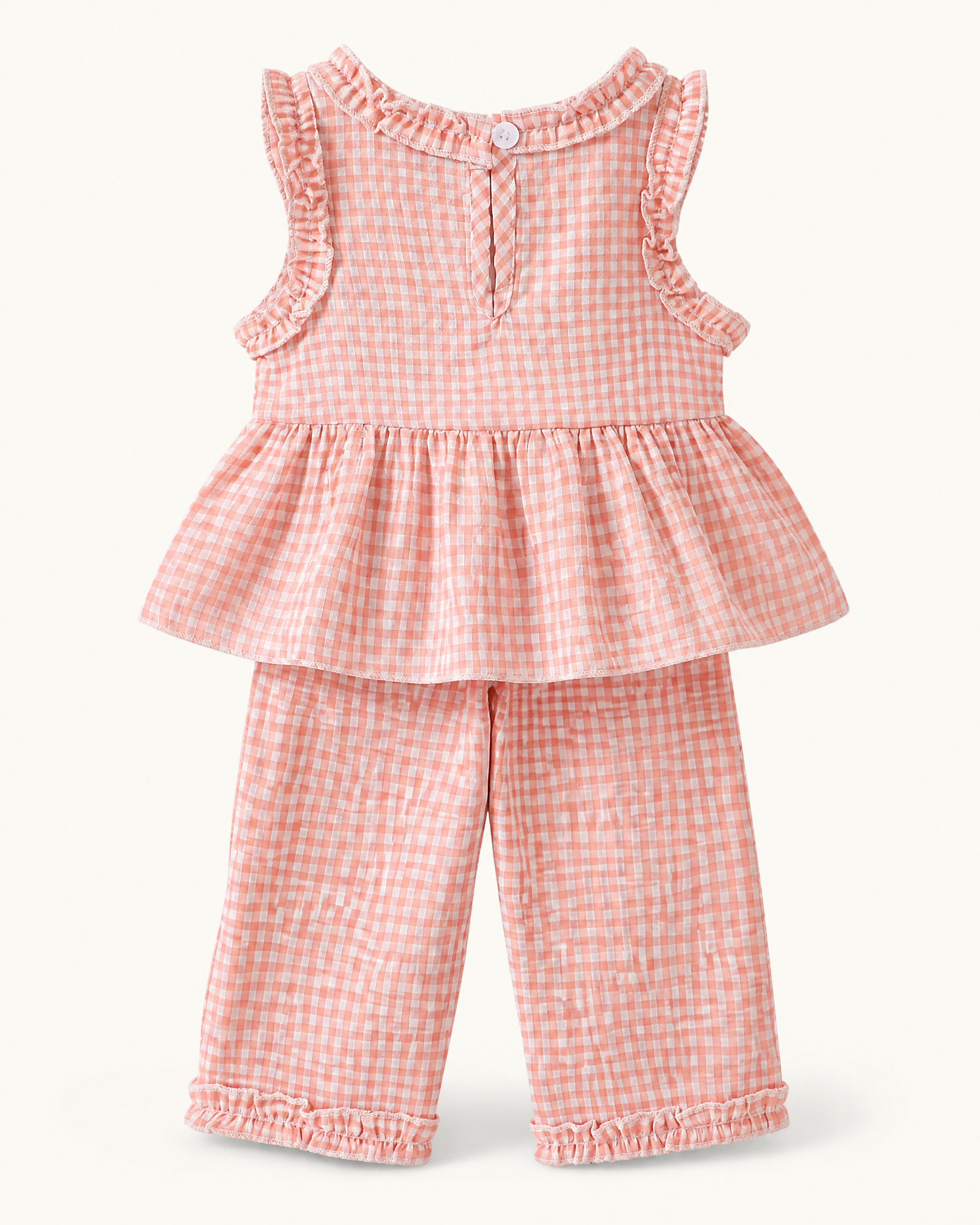 Baby Gingham Ruffle Sleeveless Top & Pants Set