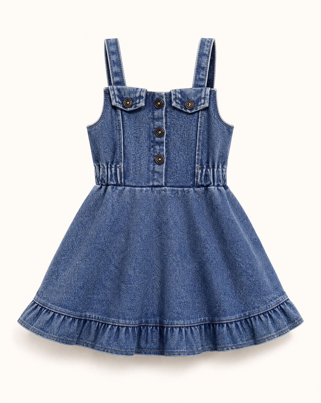 Baby Ruffled Hem Denim Overall Dress