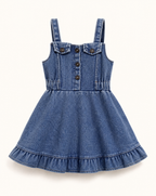Baby Ruffled Hem Denim Overall Dress