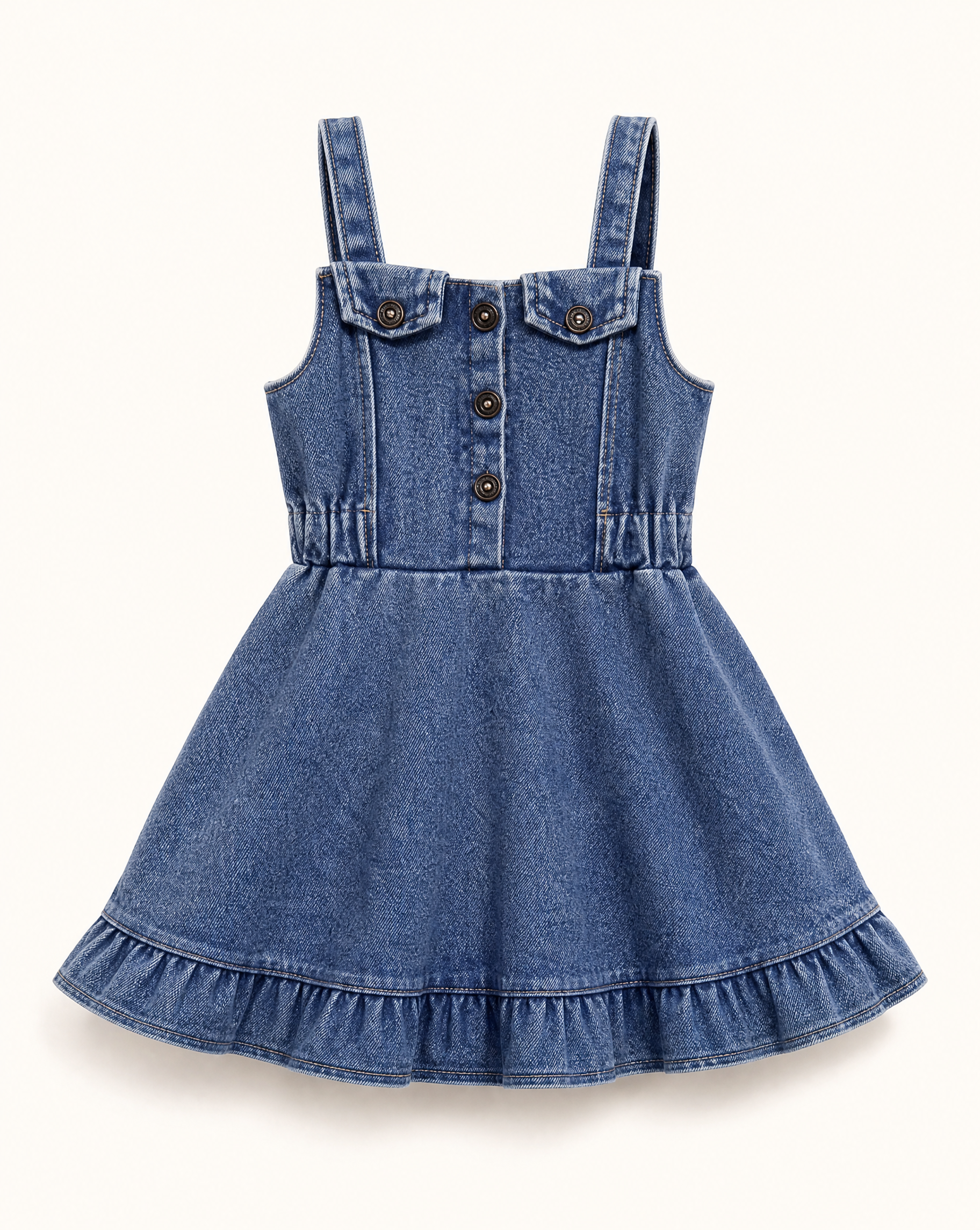 Baby Ruffled Hem Denim Overall Dress