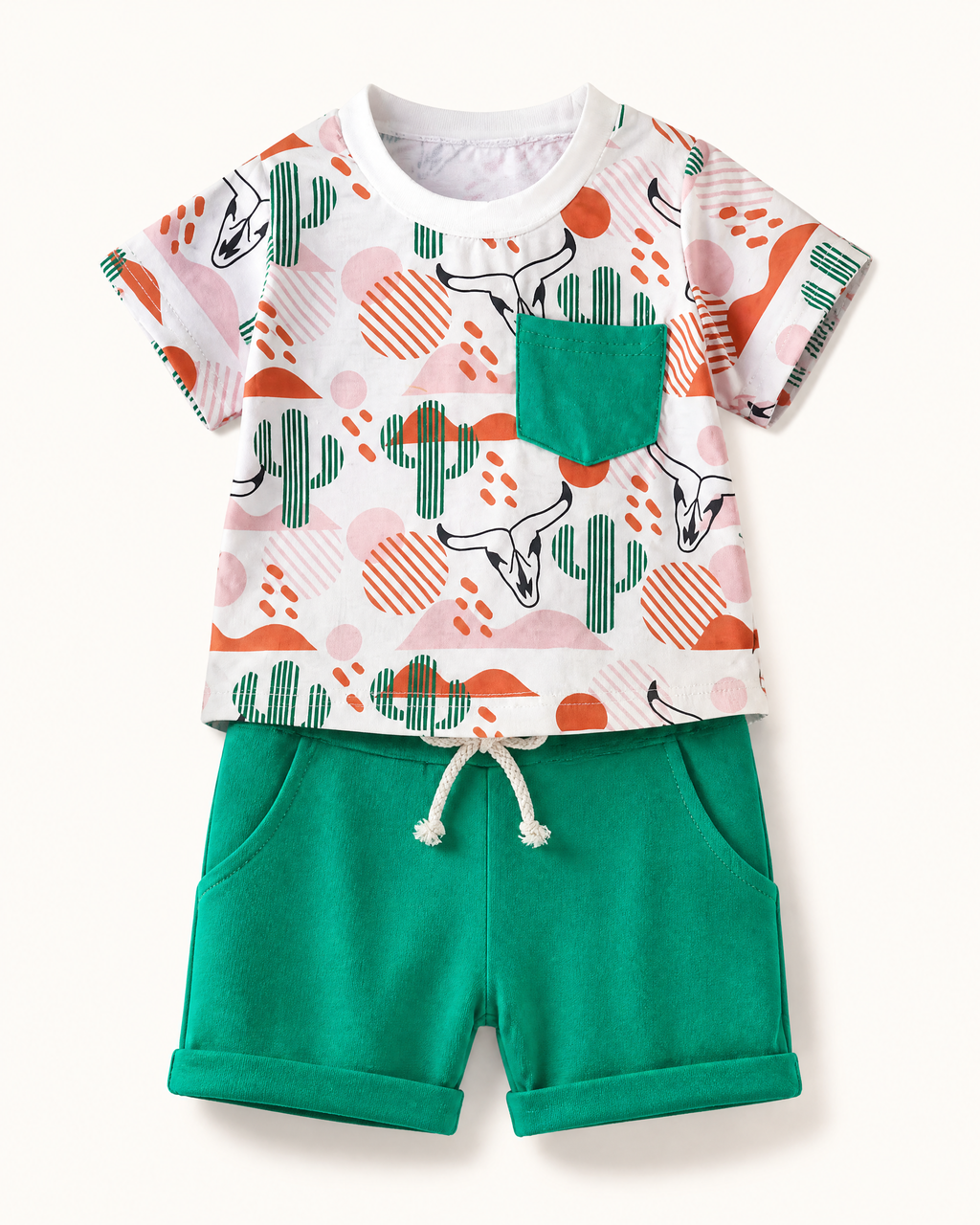 Baby Western Cactus Print Tee and Shorts Set
