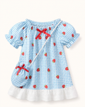 Baby  Strawberry Gingham Dress, Purse & Hat Set