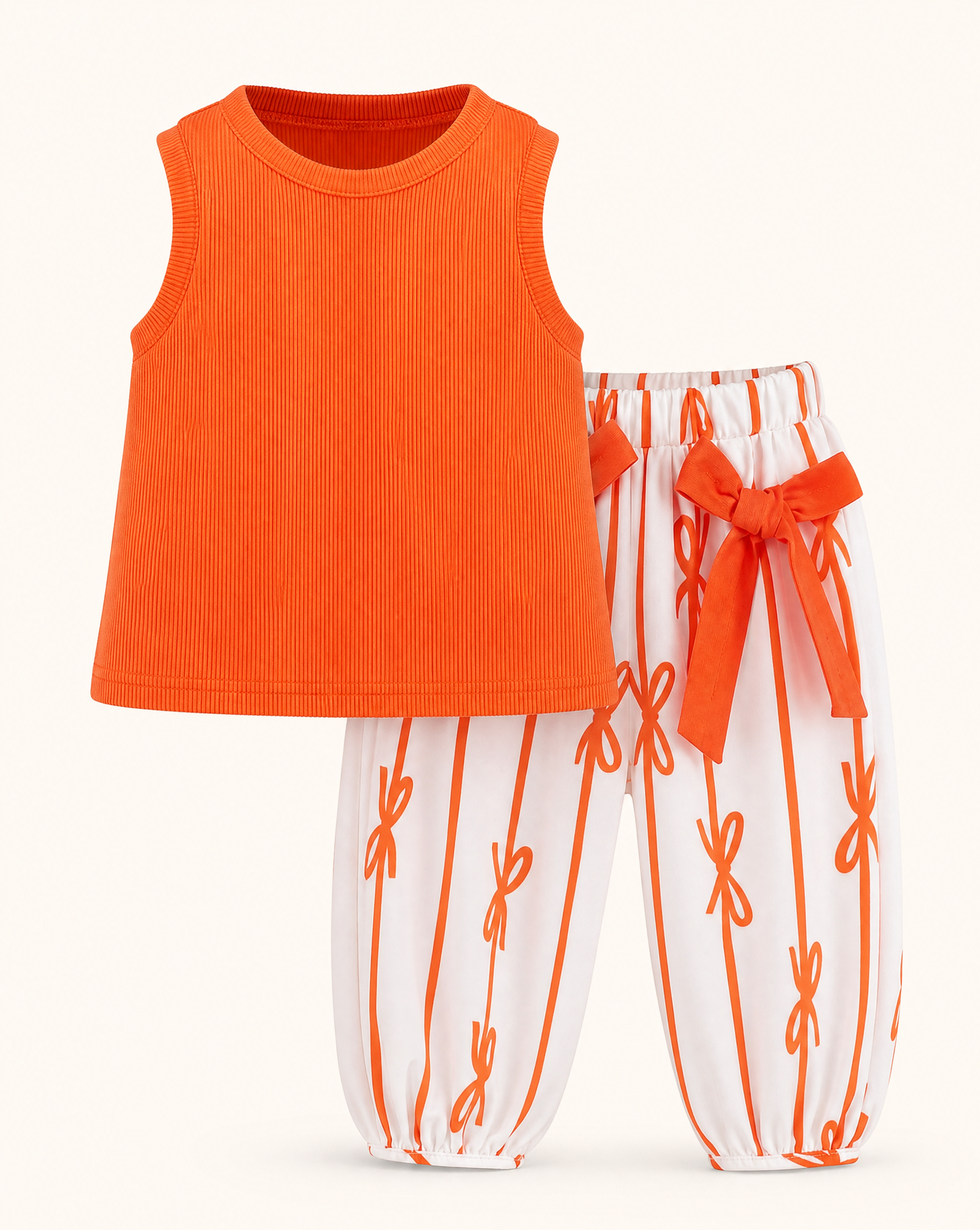 Baby  Sleeveless Top and Bow Pants Set