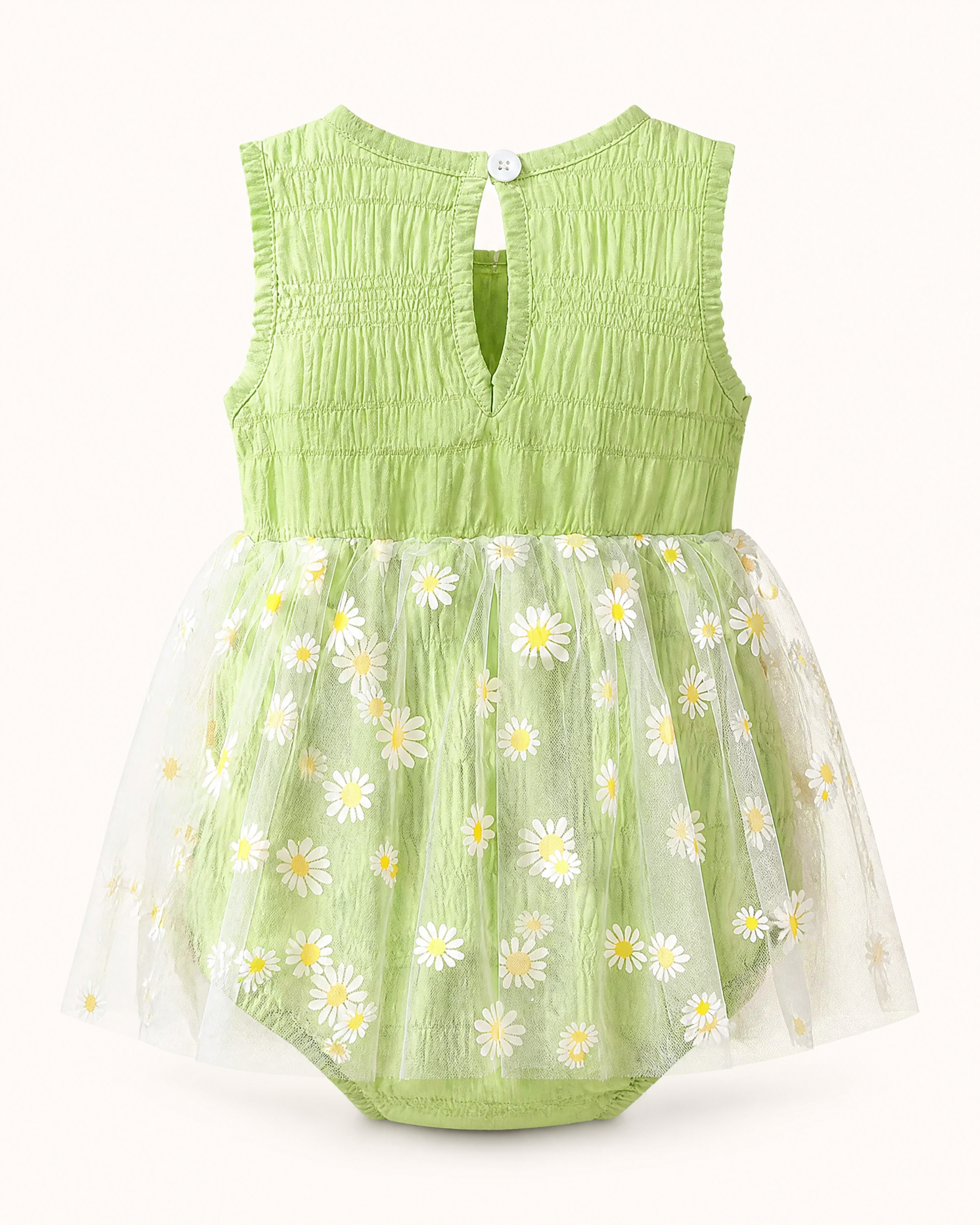 Baby Daisy Embroidered Sleeveless Bodysuit Dress