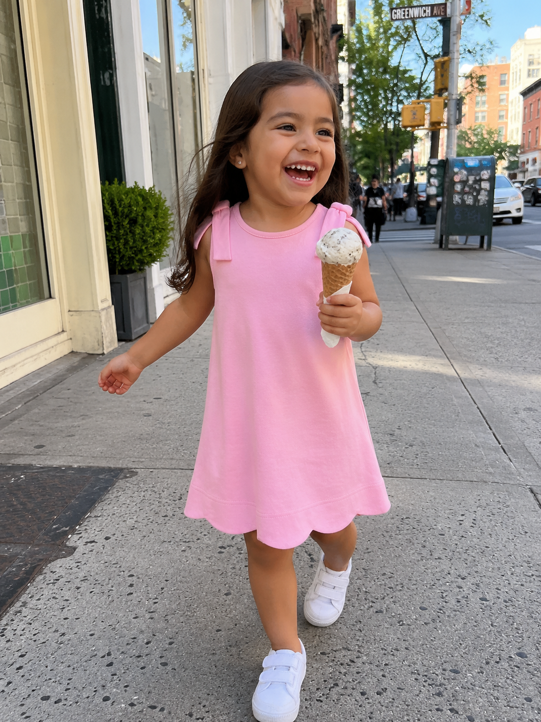 Baby Pink Scalloped Bow Dress