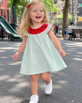 Watermelon Smocked Embroidered Dress