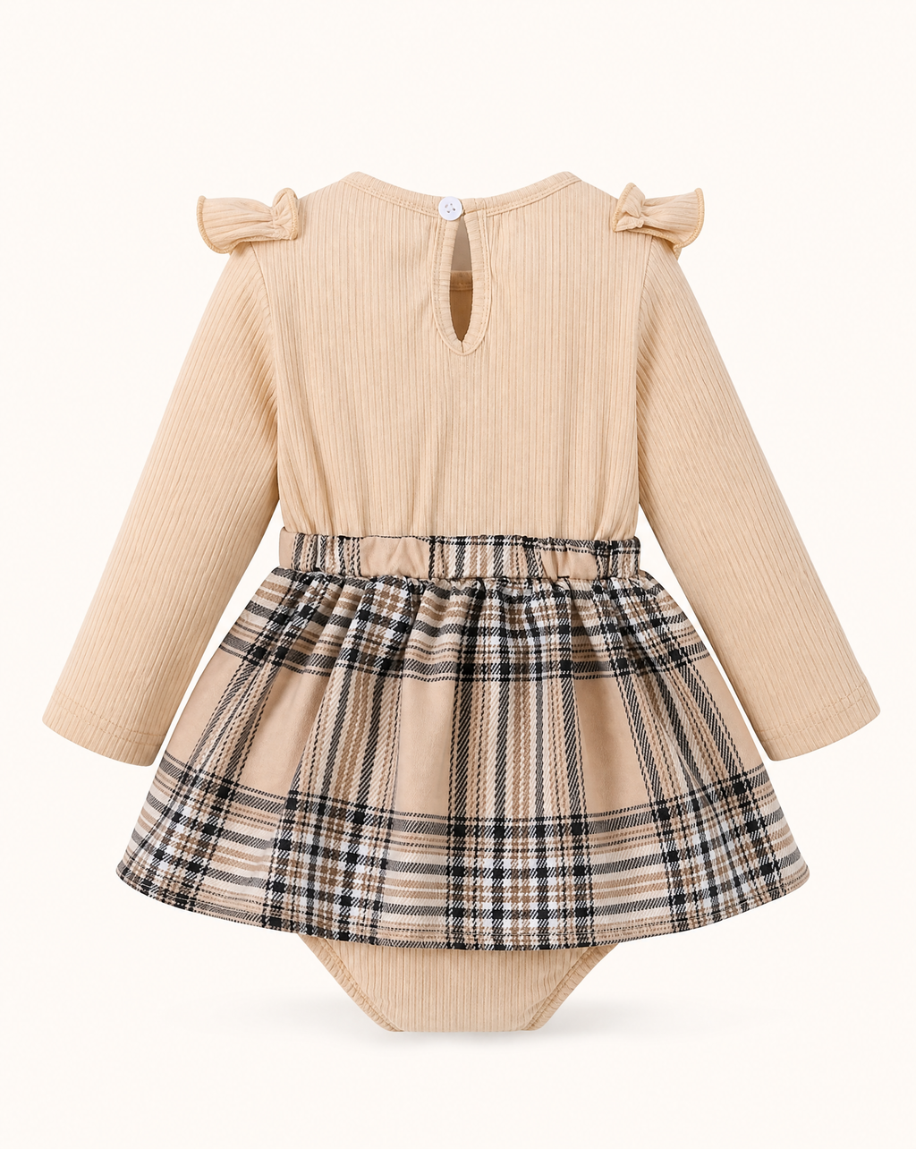 Baby  Plaid Ruffle Dress and Bow Headband Set