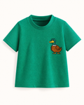 Baby Duck Embroidered Tee and Printed Shorts Set