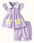 Baby Striped Ruffle Sleeve Top and Shorts Set