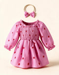 Baby Hot Pink Baby Smocked Floral Romper Dress Set