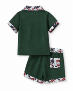 Baby  Duck Print Polo Shirt & Shorts Set