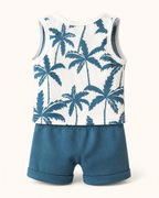 Baby Tropical Palm Print Tank Top and Shorts Set