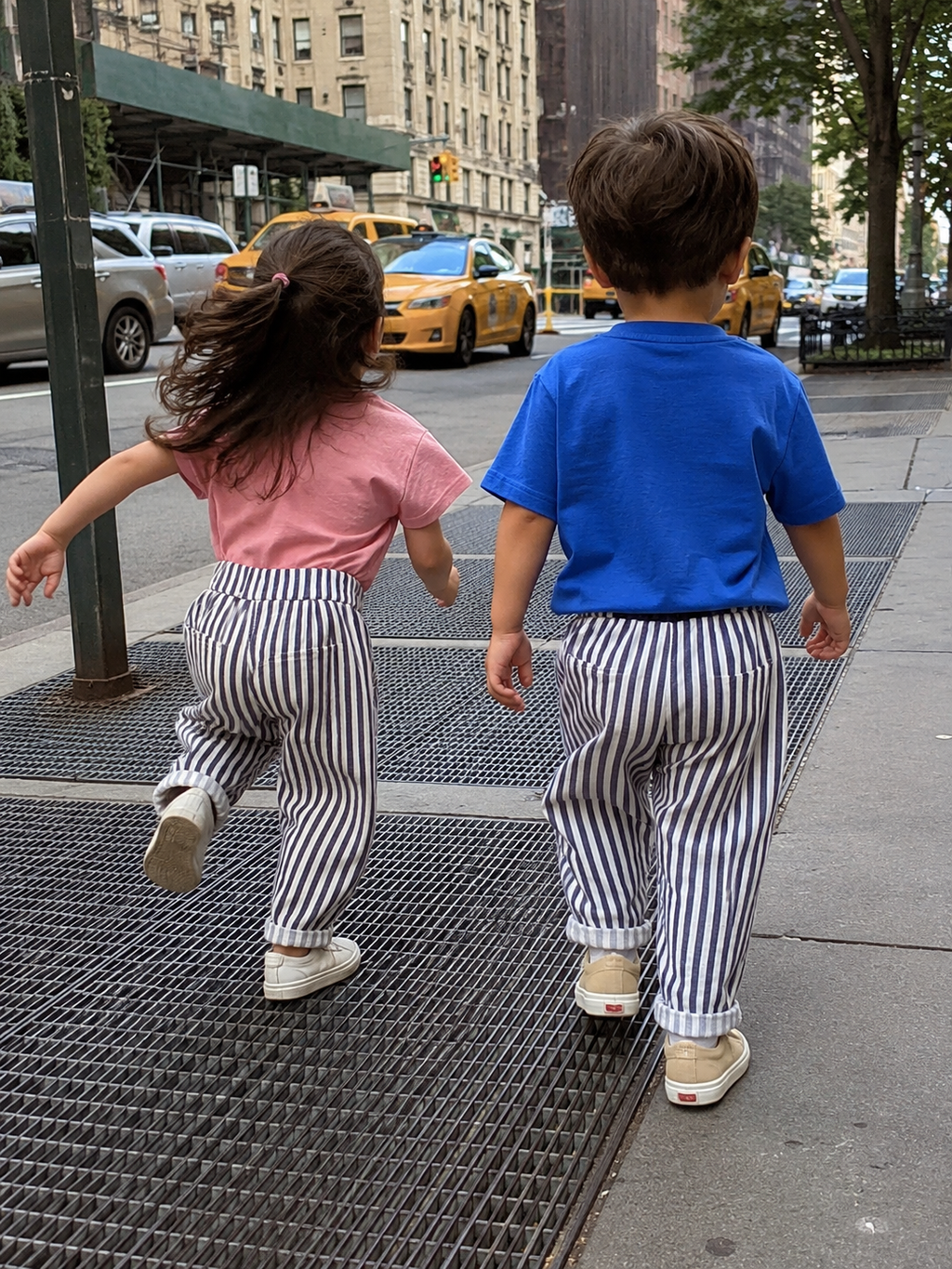 Kids Elastic Waist Tapered Trousers - Stripe