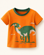Orange Dinosaur Graphic T-Shirt