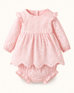 Baby Eyelet Embroidered Ruffled Top and Shorts Set