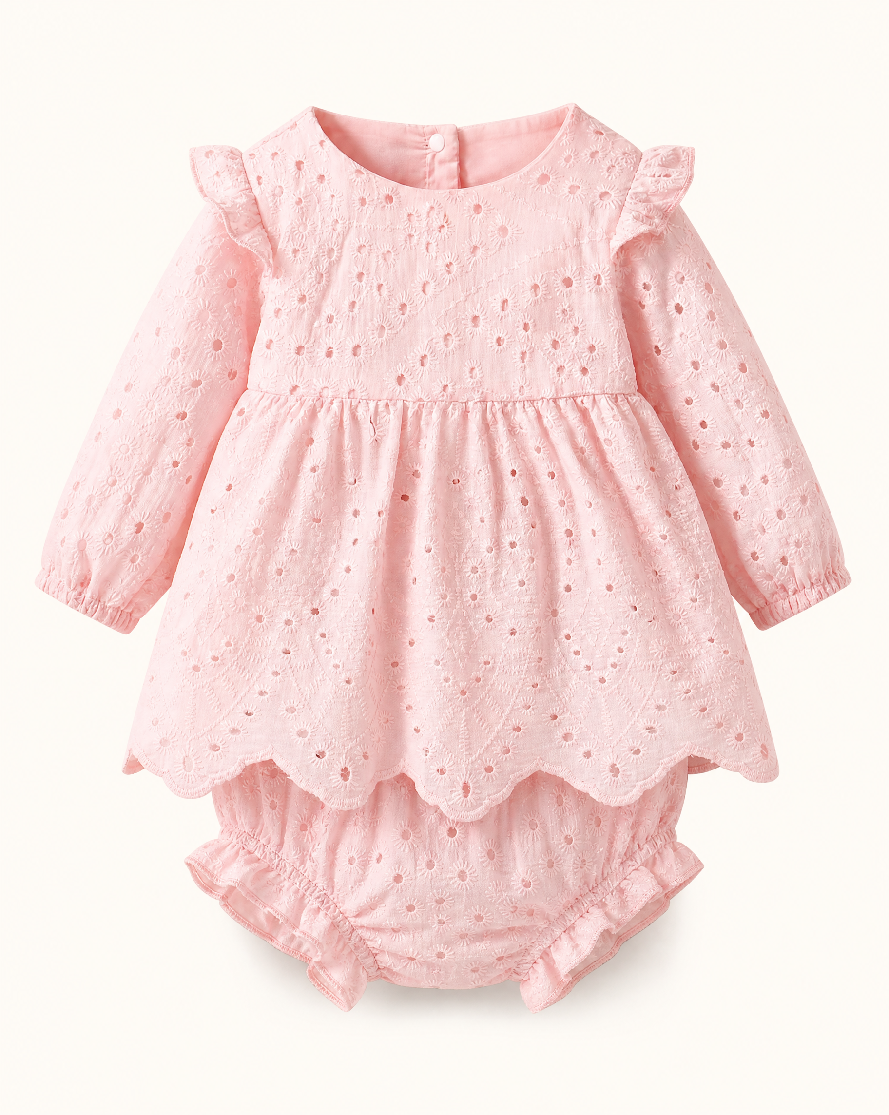 Baby Eyelet Embroidered Ruffled Top and Shorts Set