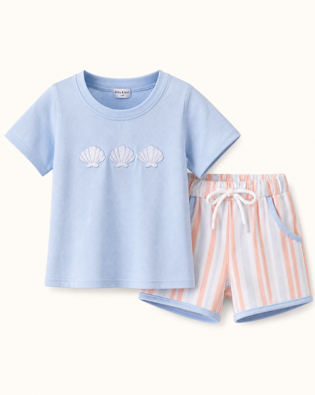 Seashell Stripe Embroidered Set