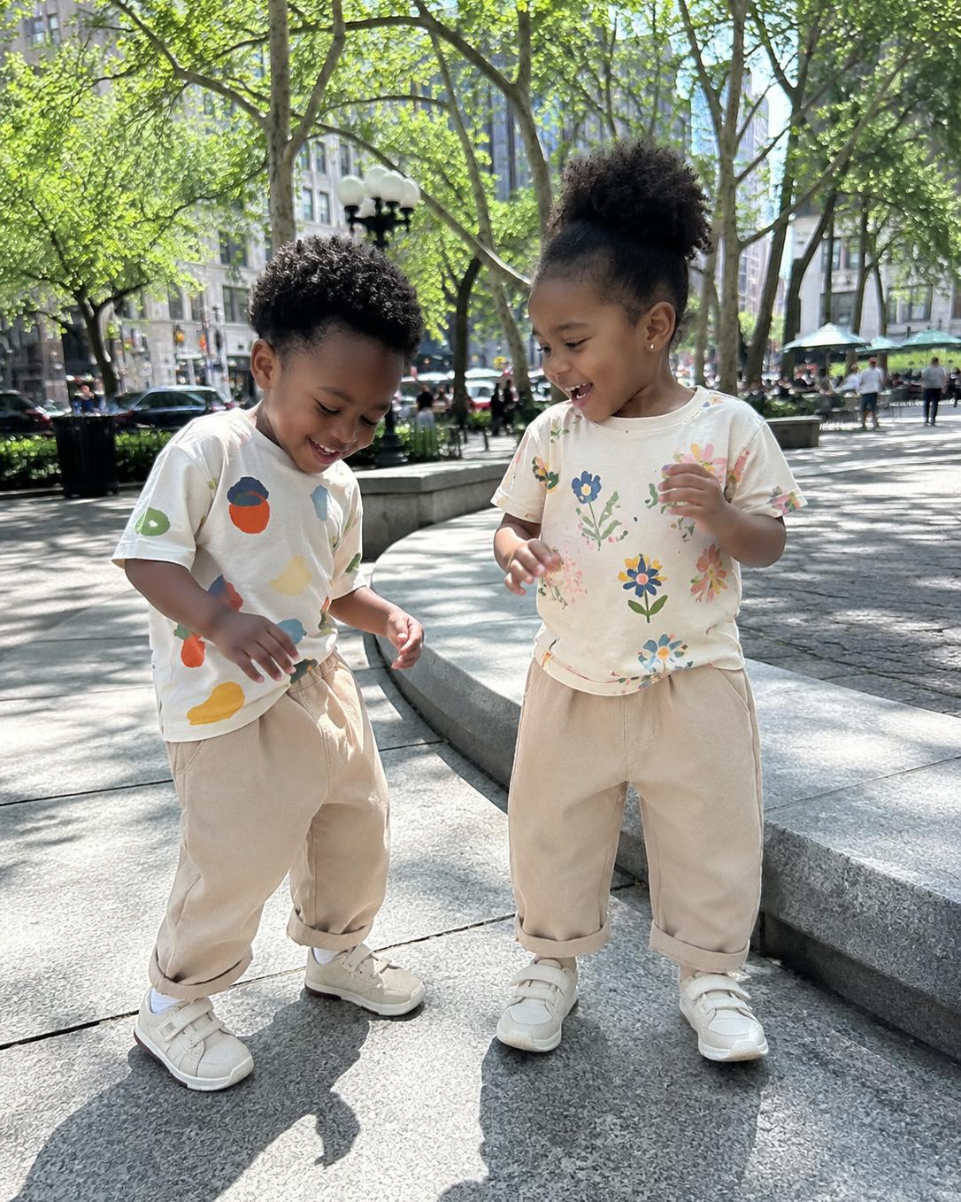 Kids Elastic Waist Tapered Trousers - Khaki