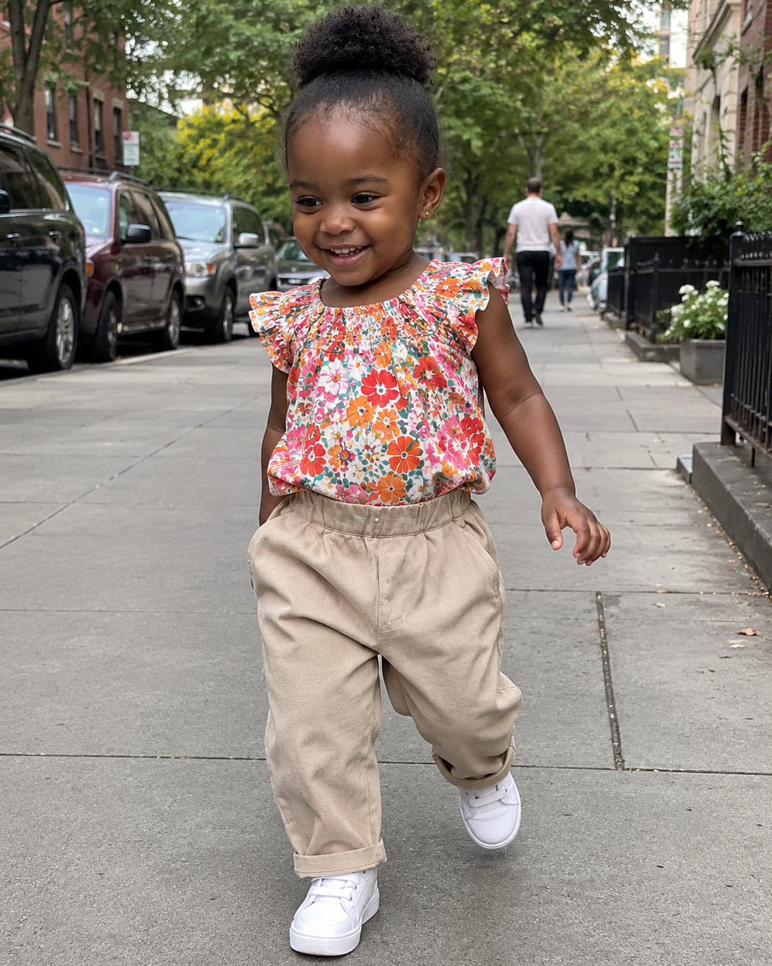 Kids Elastic Waist Tapered Trousers - Khaki