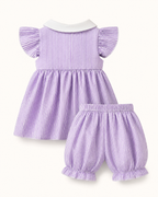 Baby Striped Ruffle Sleeve Top and Shorts Set