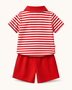 Baby  Patriotic Striped Polo and Shorts Set