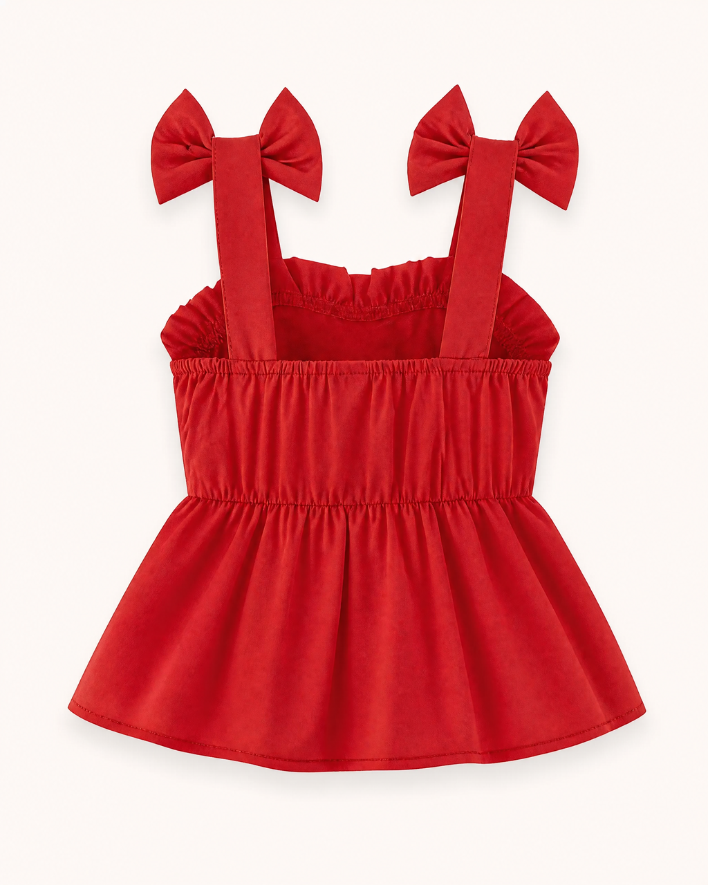 Baby Red Bow Top & Heart Denim Shorts Outfit