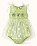 Baby Daisy Embroidered Sleeveless Bodysuit Dress