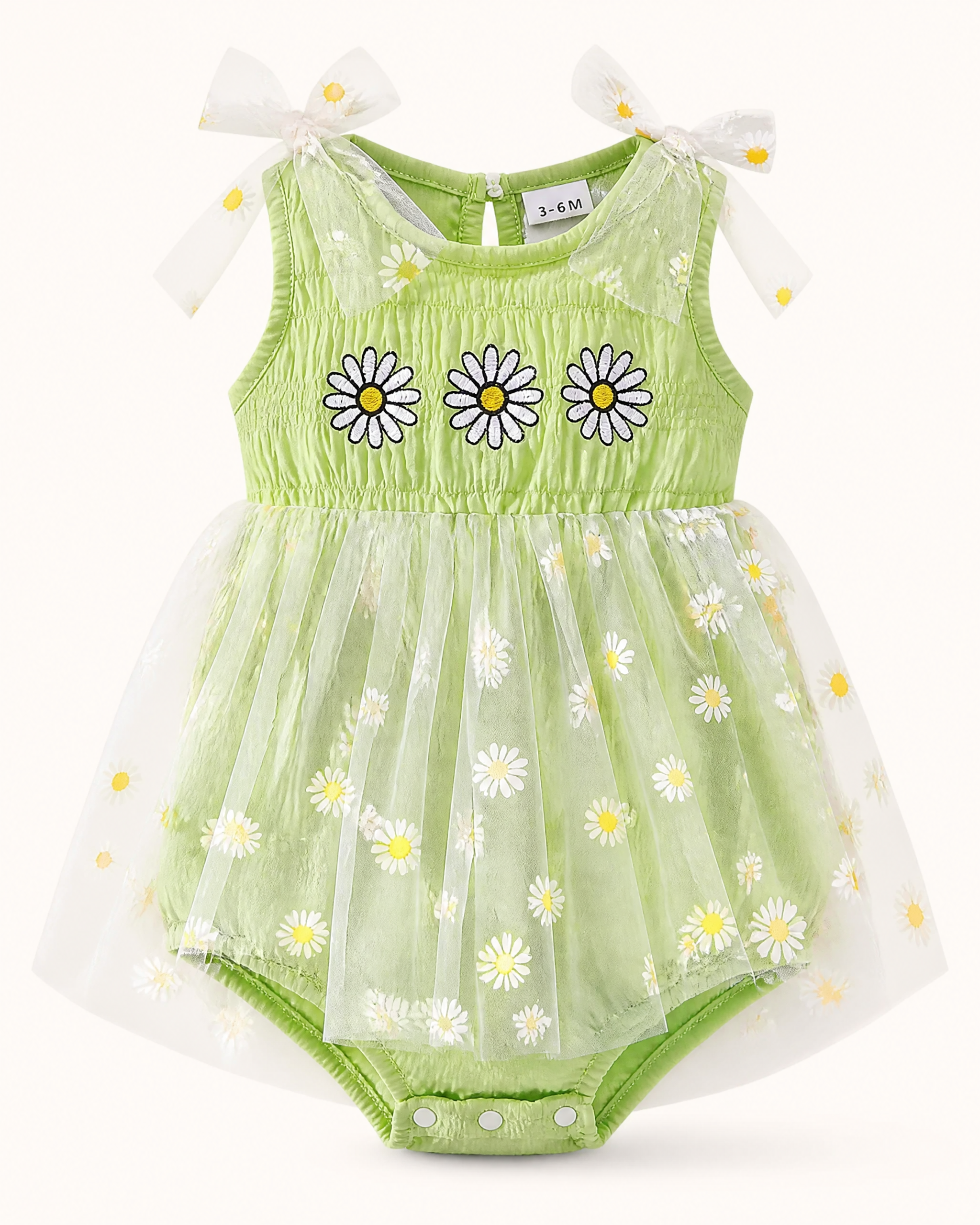 Baby Daisy Embroidered Sleeveless Bodysuit Dress