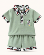 Baby  Duck Print Polo Shirt & Shorts Set