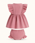 Baby Ruffle Trim Button Front Top and Shorts Set