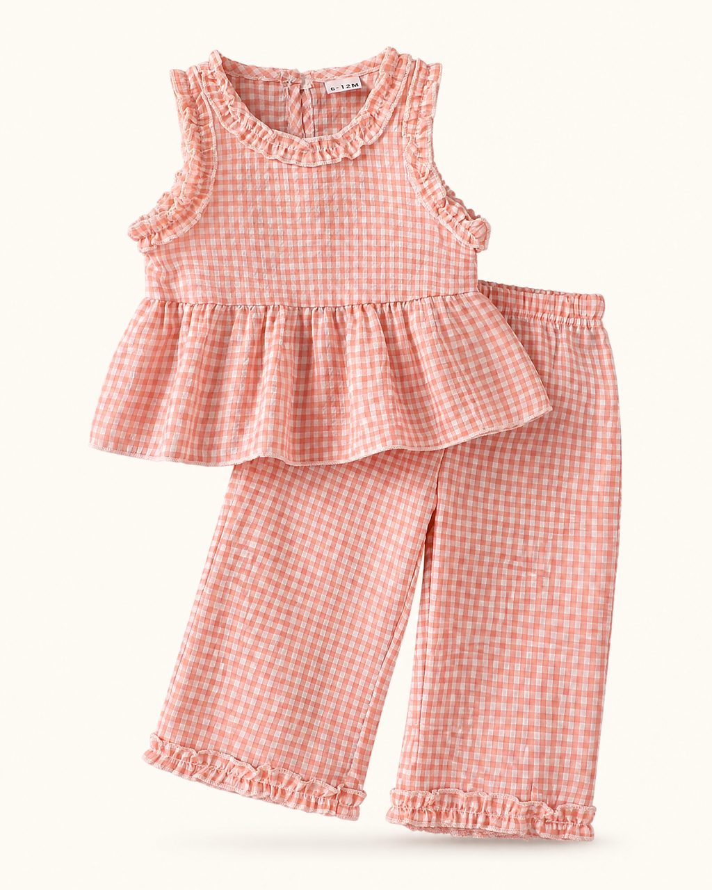Baby Gingham Ruffle Sleeveless Top & Pants Set