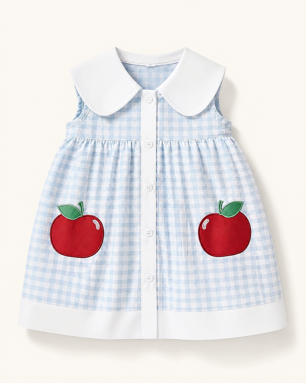 Baby  Fruit Embroidered Gingham Sleeveless Dress