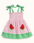 Baby  Watermelon Gingham Smocked Dress