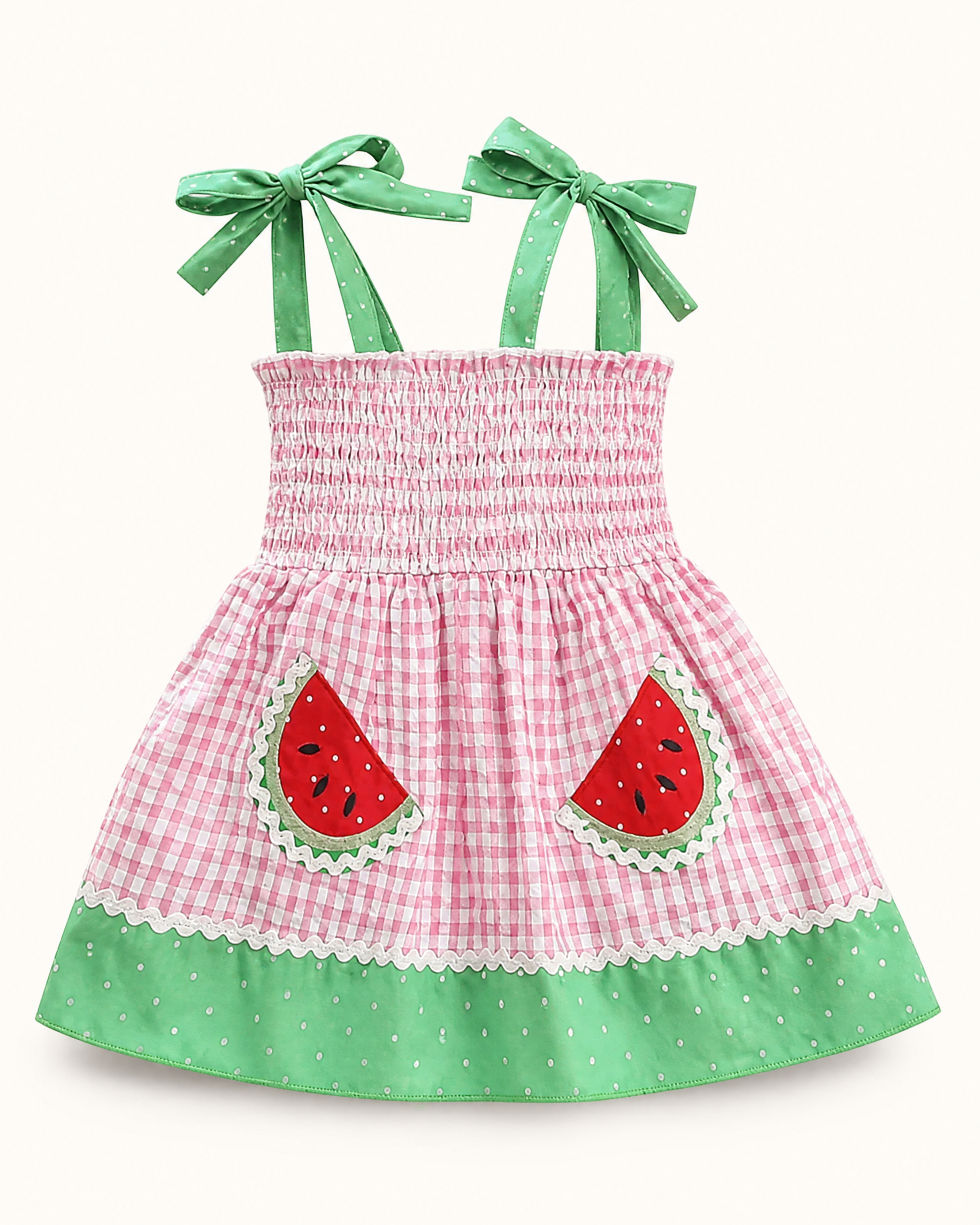 Baby  Watermelon Gingham Smocked Dress